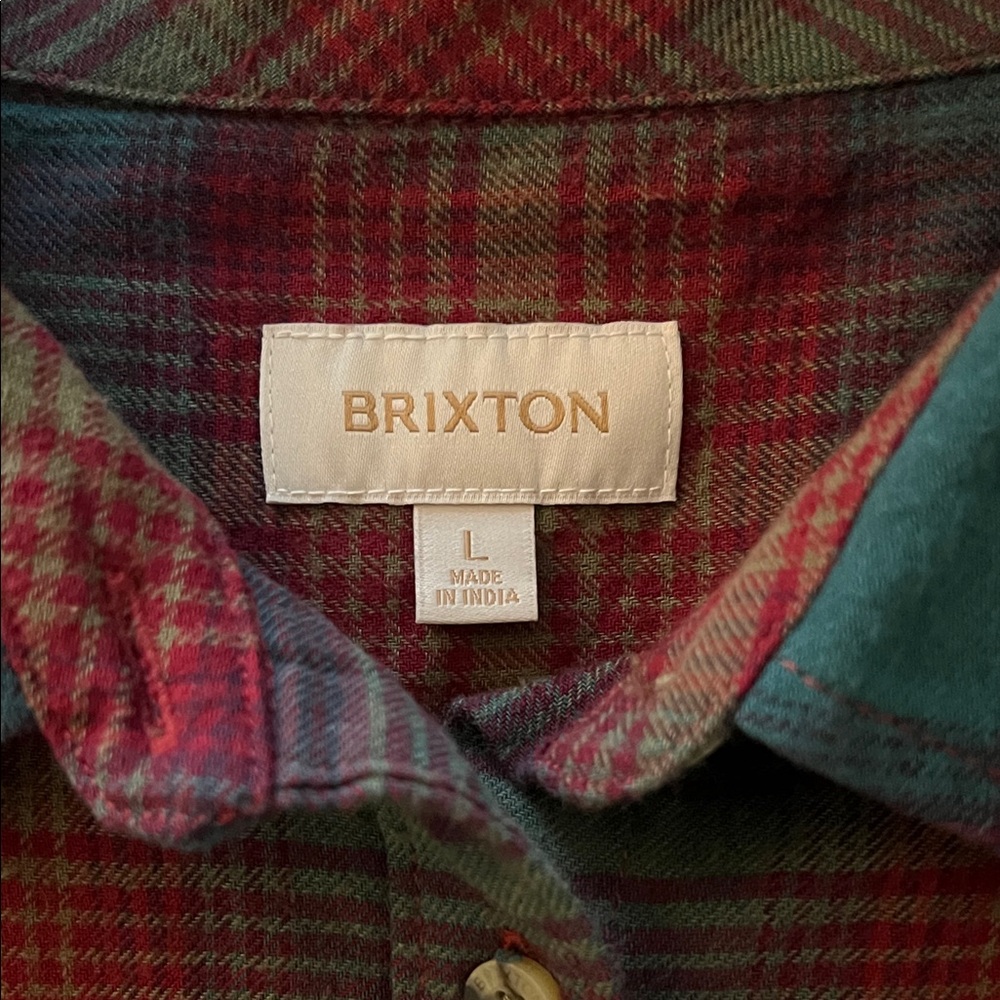 Brixton Plaid Button Down Shirt - Red and Green - Picture 2 of 3